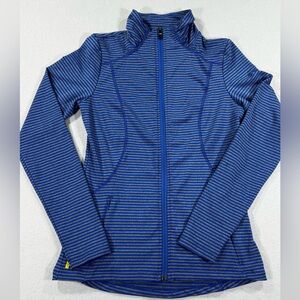 Women’s Lole Blue and Grey Striped Zip-Up Jacket